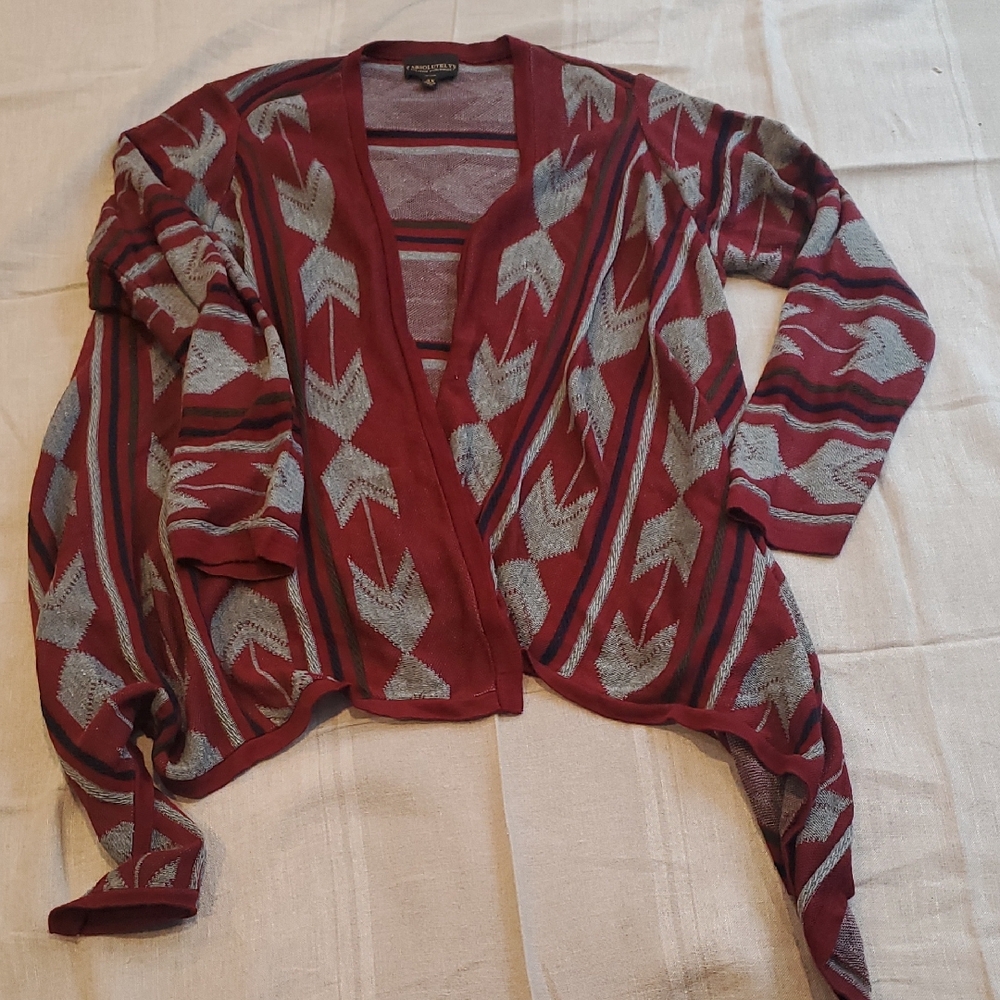 Absolutely Maroon and Gray Chevron Cardigan